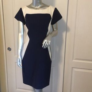 Rachel Roy crepe sheath color block dress